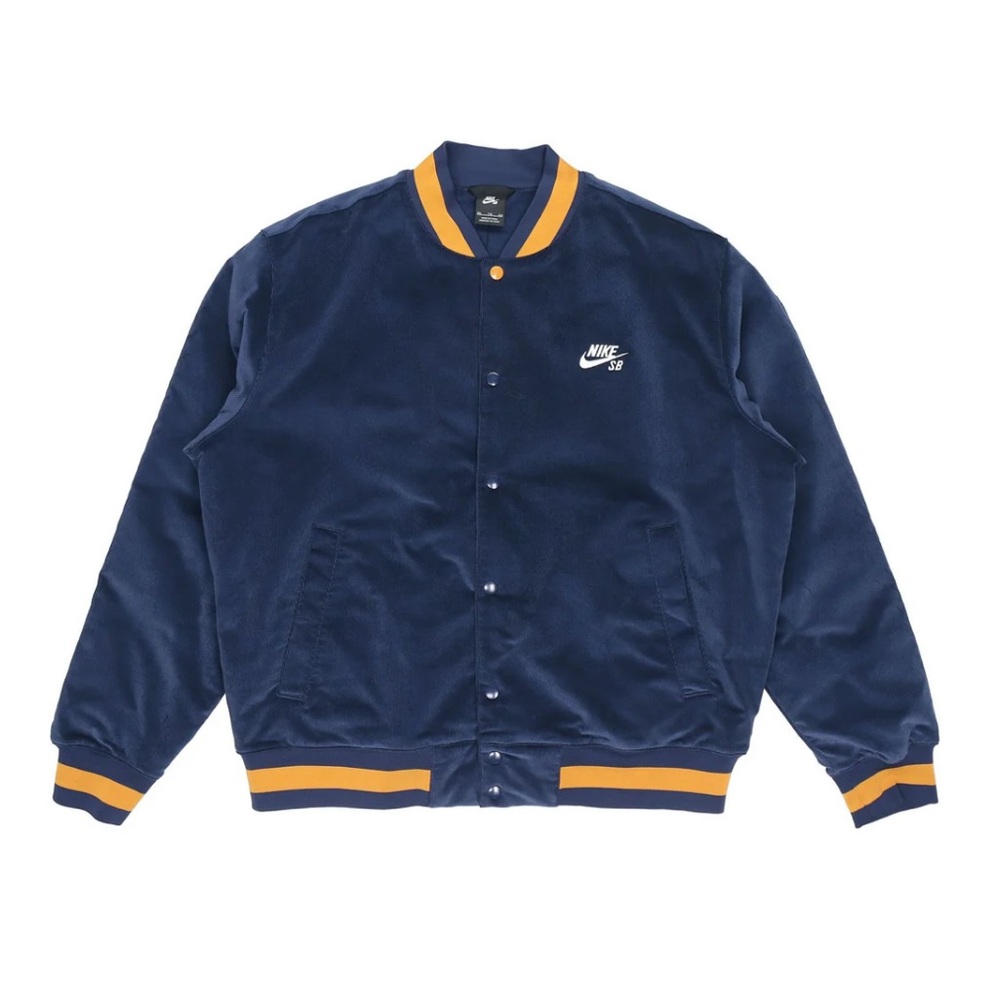 Nike Men's Dark Blue and Gold Varsity Jacket